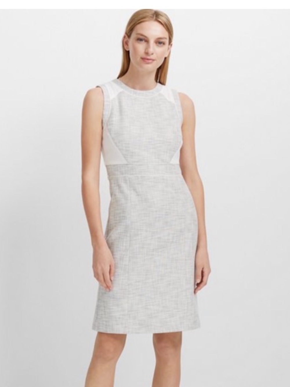 Club Monaco Gray and White Textured Sheath Dress